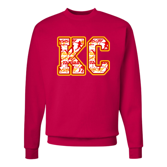 Kansas City Chiefs KC Red Sweatshirt, Youth and Adult Sizes