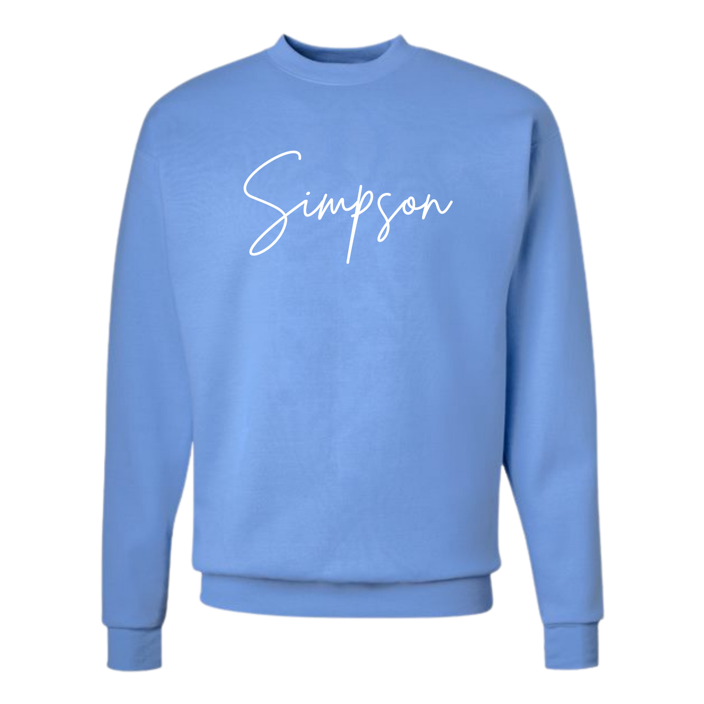 Adult Simpson Script Font Crew Neck Sweatshirt