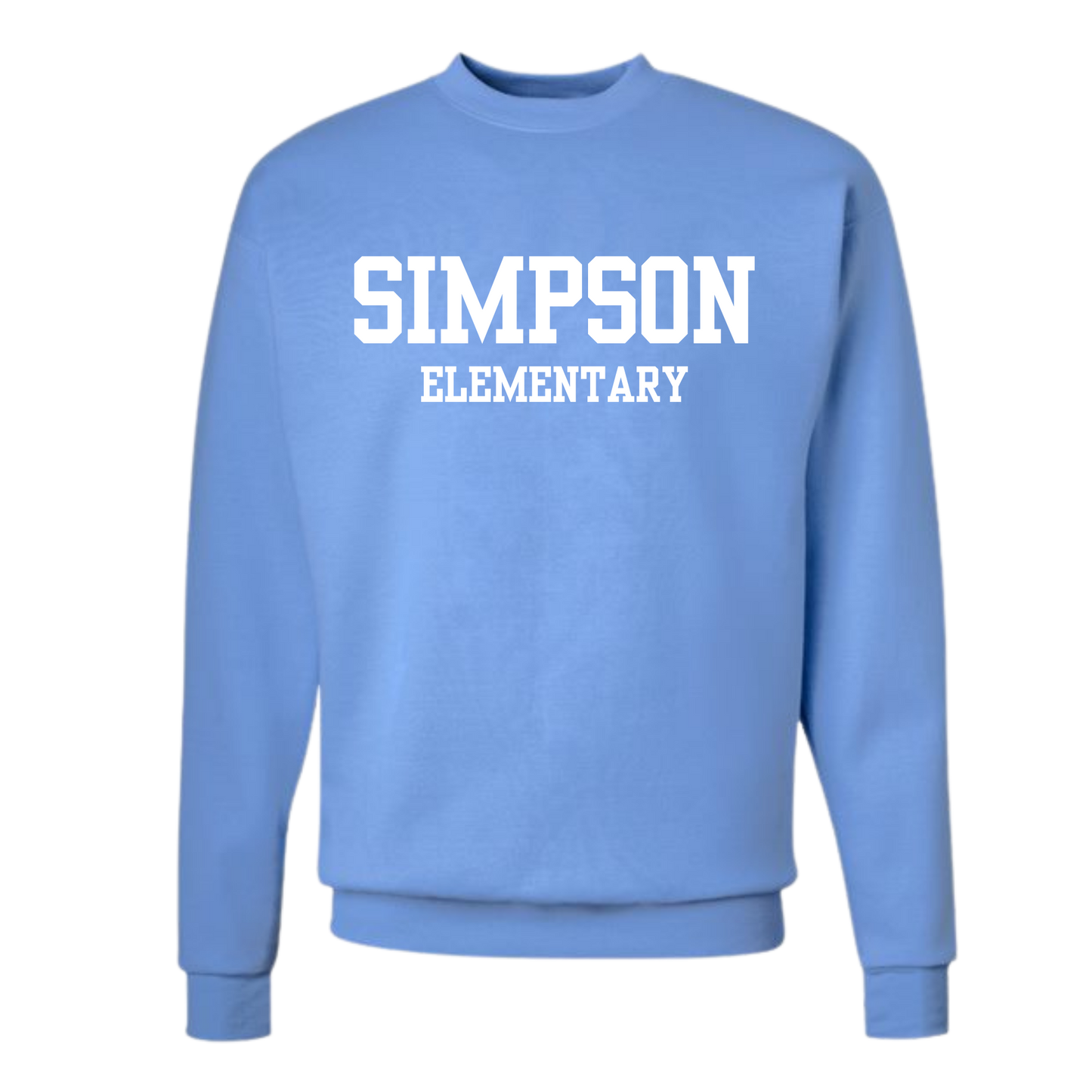 Simpson Block Font Crew Neck Sweatshirt in Youth and Adult Sizes