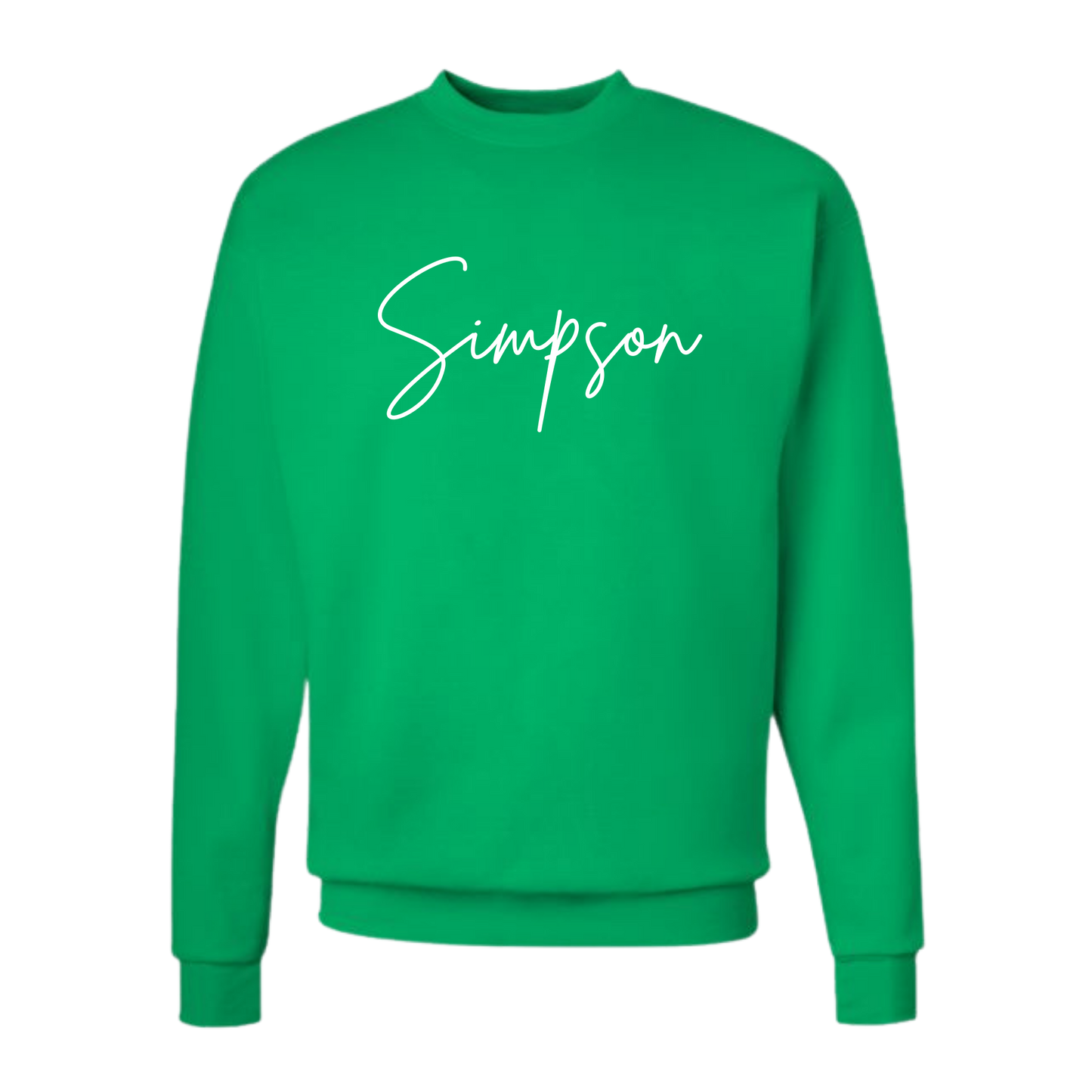 Adult Simpson Script Font Crew Neck Sweatshirt
