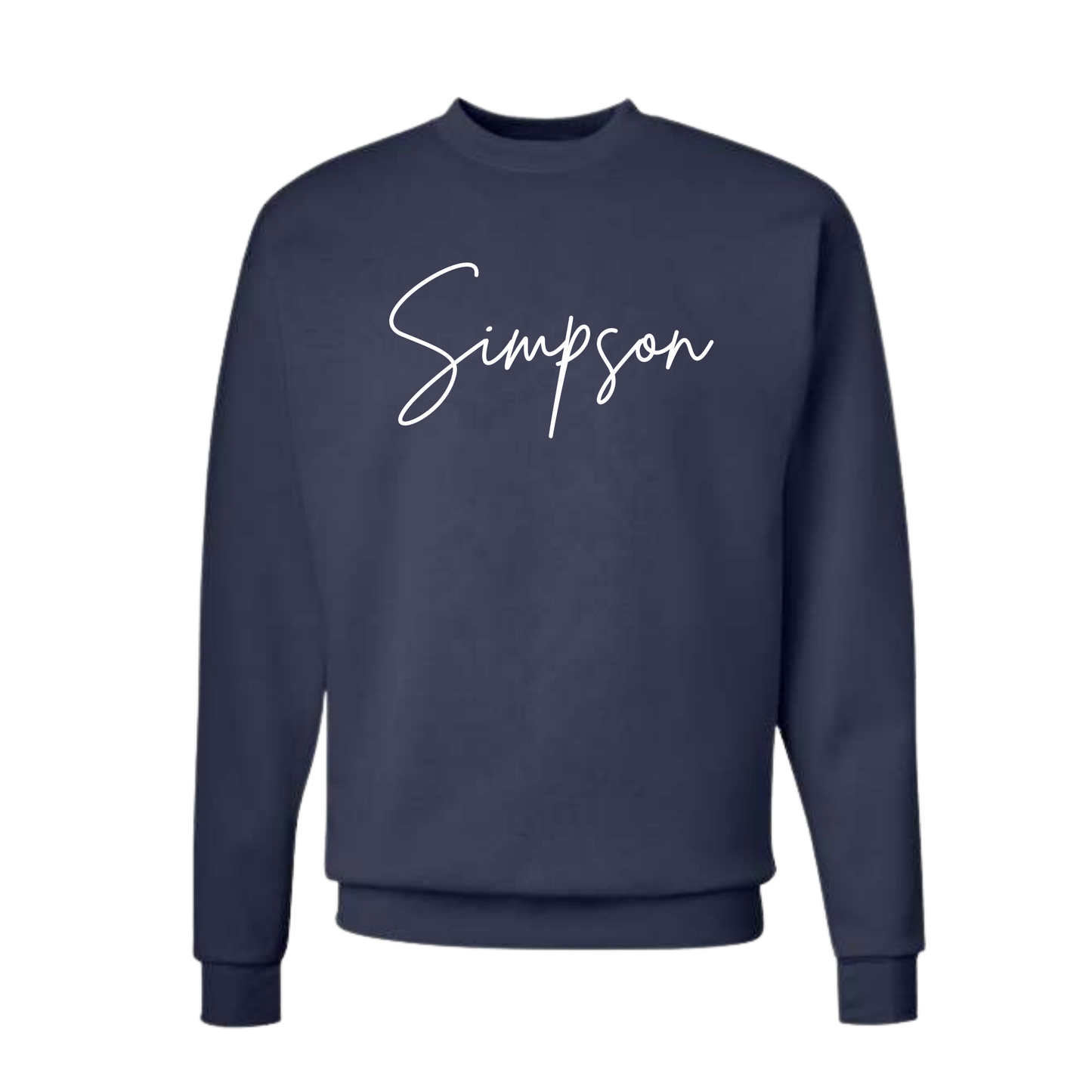Adult Simpson Script Font Crew Neck Sweatshirt