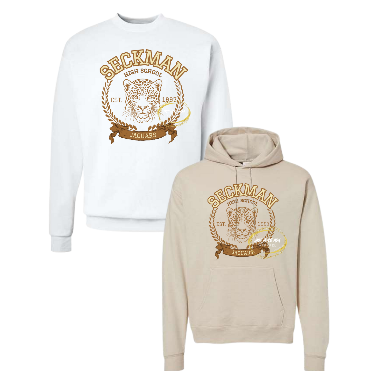 Adult Seckman High School Vintage Style Hoodie or Sweatshirt