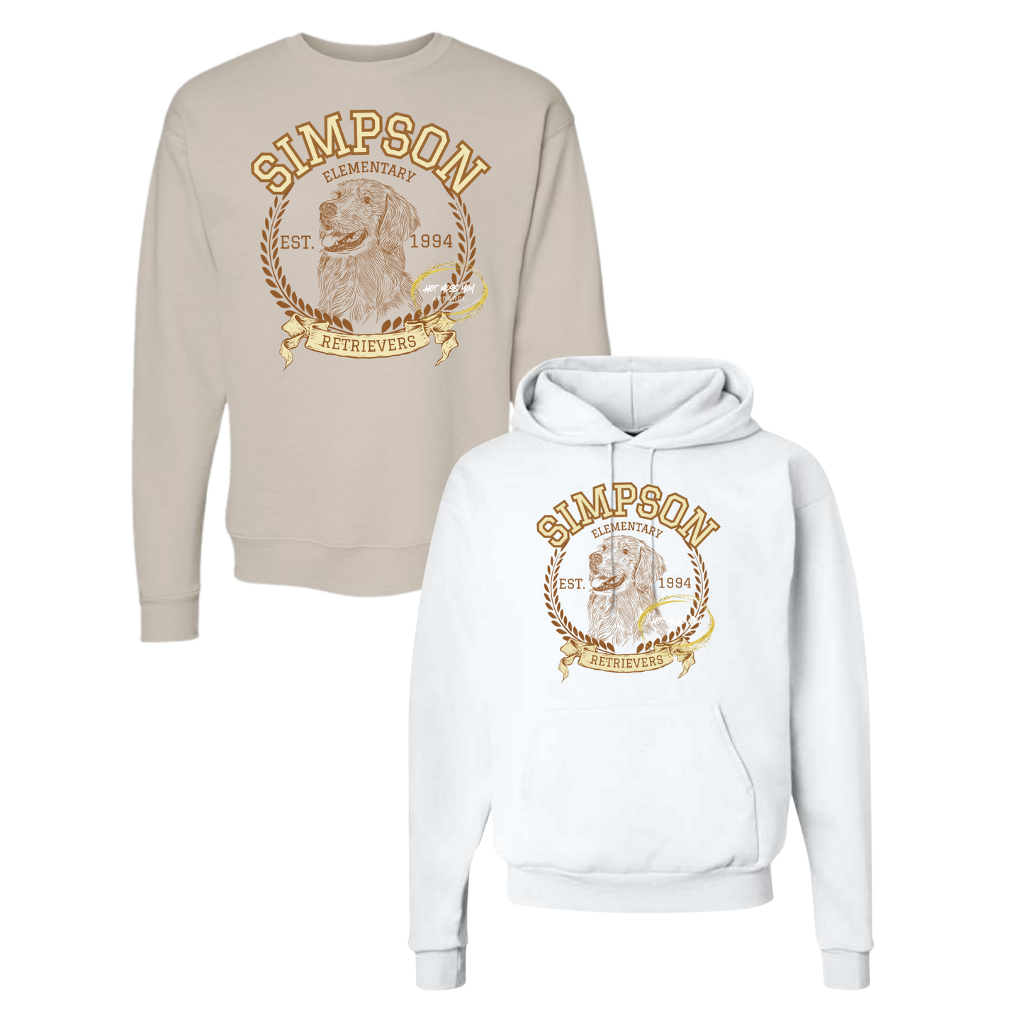 Adult Simpson Elementary Vintage Style Hoodie or Sweatshirt