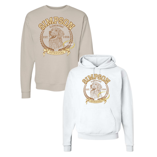Adult Simpson Elementary Vintage Style Hoodie or Sweatshirt