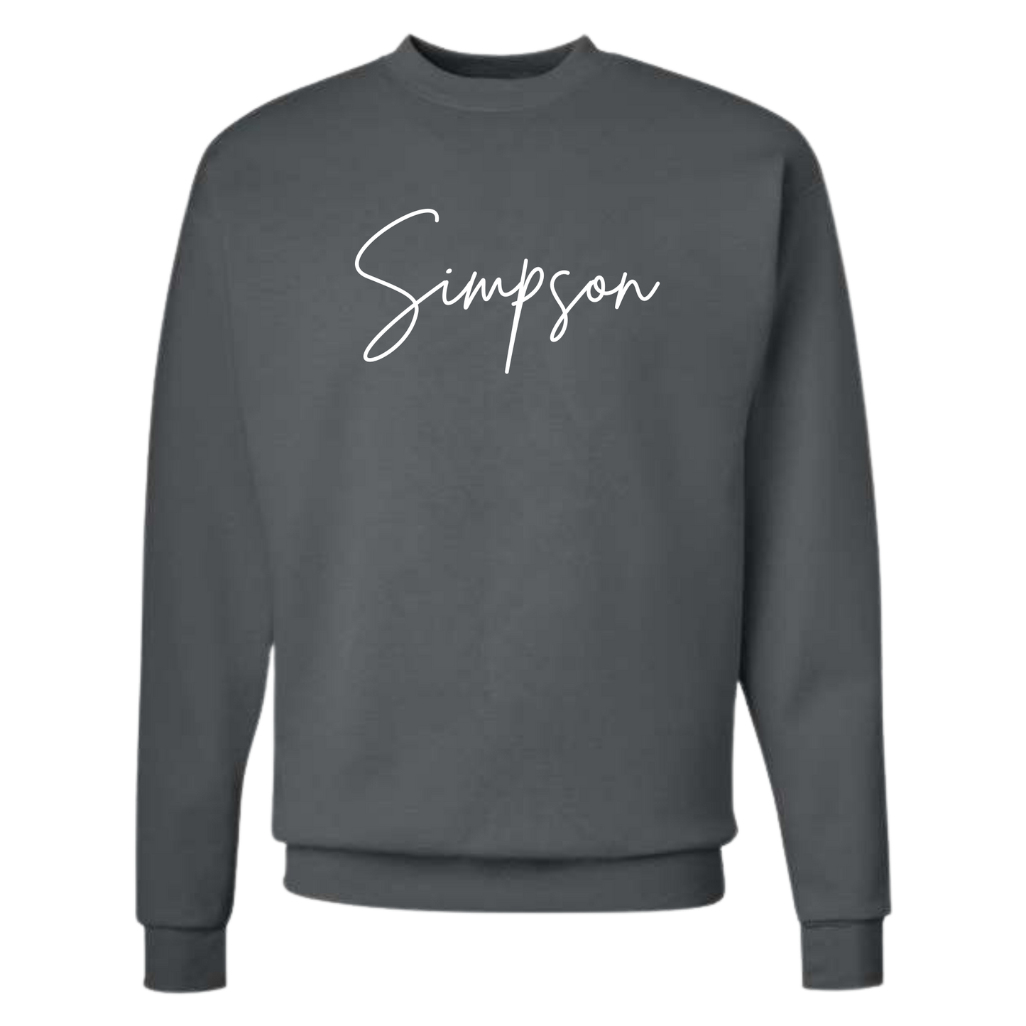Adult Simpson Script Font Crew Neck Sweatshirt