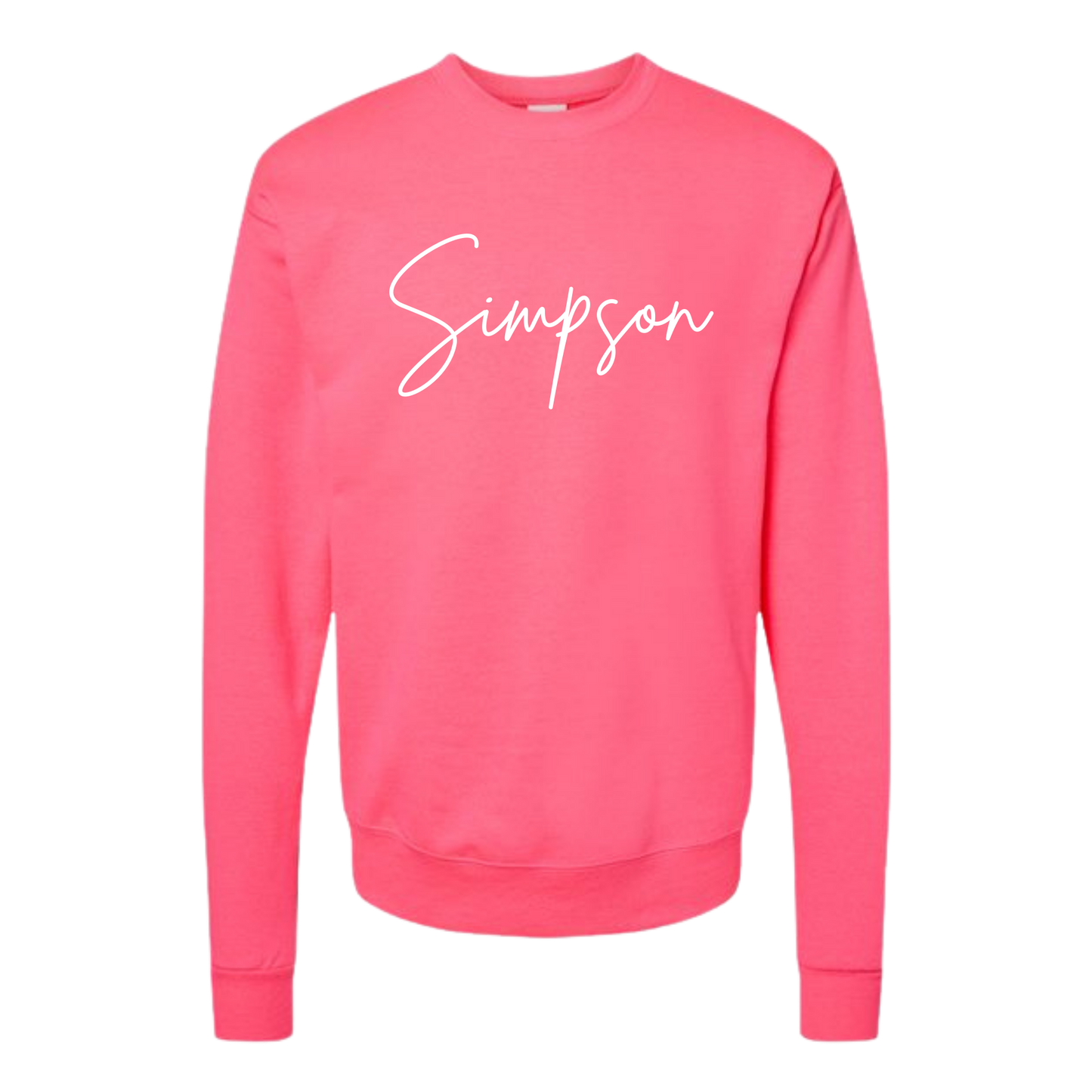 Adult Simpson Script Font Crew Neck Sweatshirt
