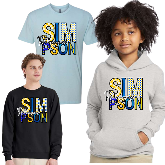 Youth and Adult Simpson Retrievers T-shirt, Sweatshirt or Hoodie