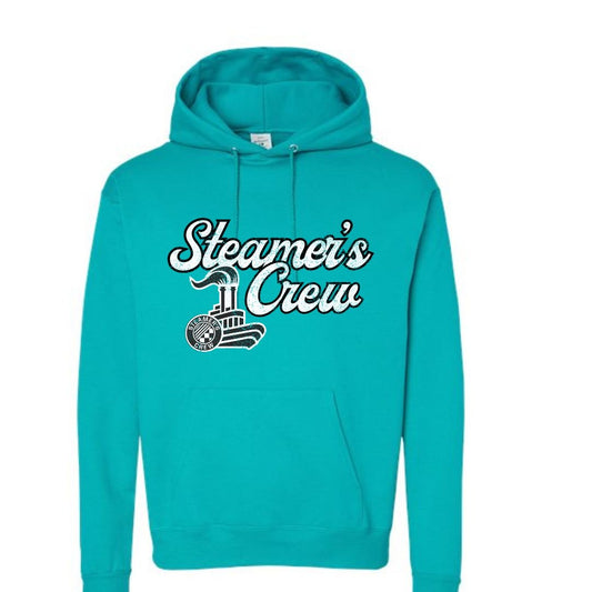 Teal Hoodie with Black and white Steamer's Crew With Steam Boat